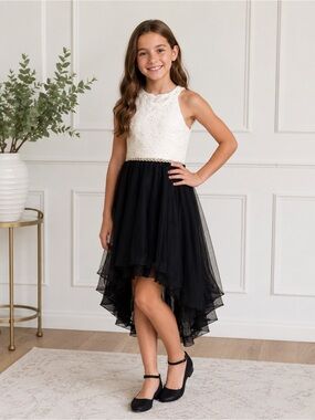Speechless White Girls Dress with Lace Bodice